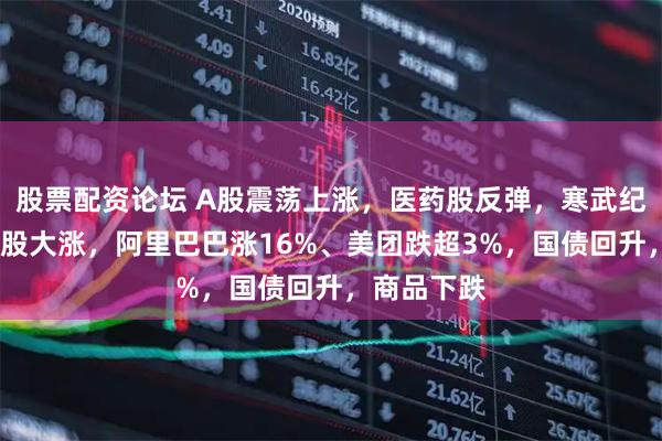 股票配资论坛 A股震荡上涨，医药股反弹，寒武纪跌7%，港股大涨，阿里巴巴涨16%、美团跌超3%，国债回升，商品下跌
